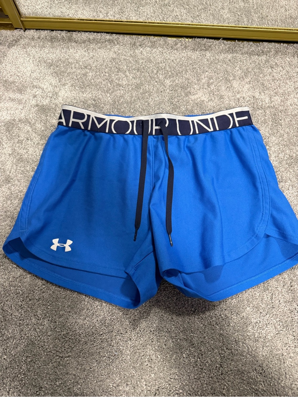 Under Armour Women's Royal Blue Performance Athletic Shorts with Logo Waistband